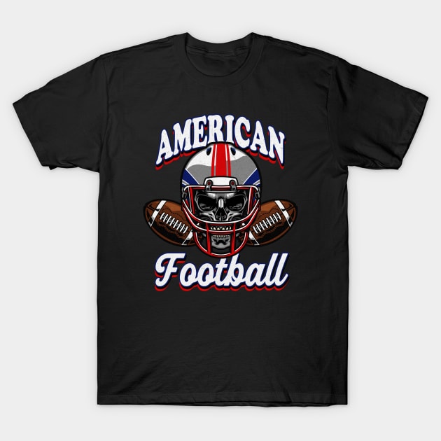 American Football Skull T-Shirt by Foxxy Merch